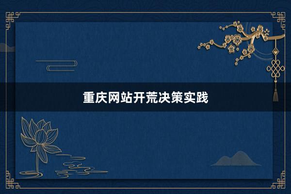 重庆网站开荒决策实践